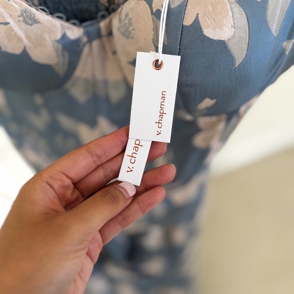 NWT V. Chapman Vera Ruffle-Strap Corset Side Slit Midi Dress - Picture 4 of 4